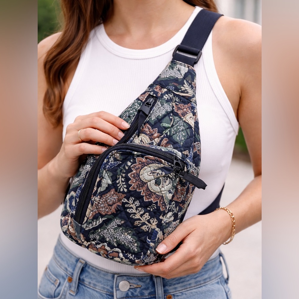 Vera Bradley Sling Backpack Floral Quilted Travel Crossbody Bag
